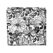 Black & White Painted Floral - Large Version 