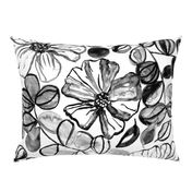 Black & White Painted Floral - Large Version 