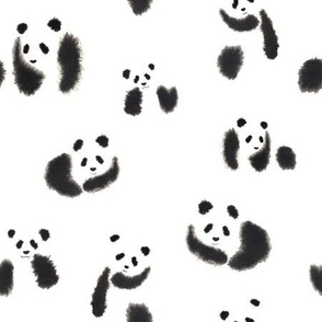 watercolor chinese panda black and white pattern