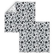 Black and white freehand floral pattern