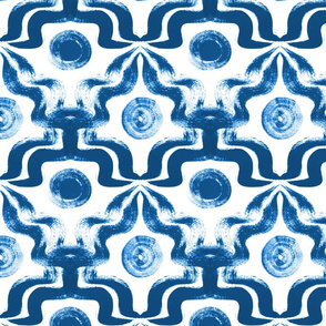 Painterly Geometric Design1 in Classic Blue