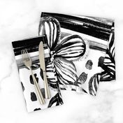 Black and White Floral with Stripes and Dots