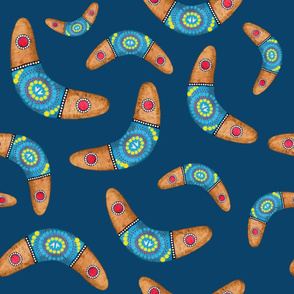 blue yellow exotic boomerang pattern