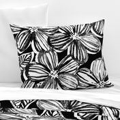 Bold Textured Black and White Linework Floral