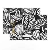 Bold Textured Black and White Linework Floral