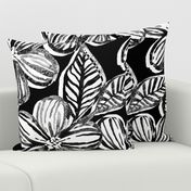 Bold Textured Black and White Linework Floral