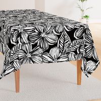Bold Textured Black and White Linework Floral