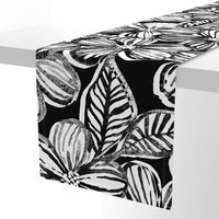 Bold Textured Black and White Linework Floral