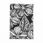 Bold Textured Black and White Linework Floral