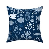 underwater retro style - dark blue