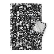 Life is better with a cat. Black and white floral kitties and flowers. Pet animals design.