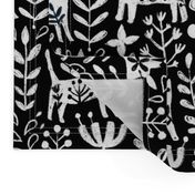 Life is better with a cat. Black and white floral kitties and flowers. Pet animals design.