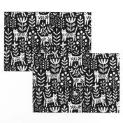 Life is better with a cat. Black and white floral kitties and flowers. Pet animals design.