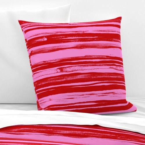 Bold Cherry Red and Pink Textured Stripes