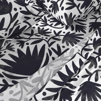 Black and white painted florals