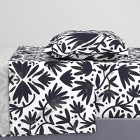 Black and white painted florals