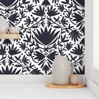 Black and white painted florals