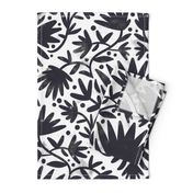 Black and white painted florals