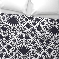 Black and white painted florals