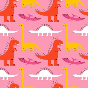 Dinosaurs on pink 