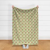 6" cute welsh cardigan corgis are on the farm with lot animals design corgi lovers will adore this fabric -green