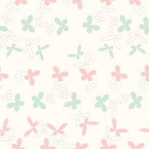 pastel pink and pistachio green butterflies by rysunki_malunki