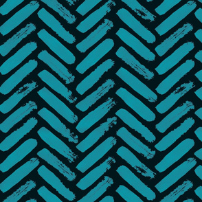 Painterly Herringbone // Teal Blue