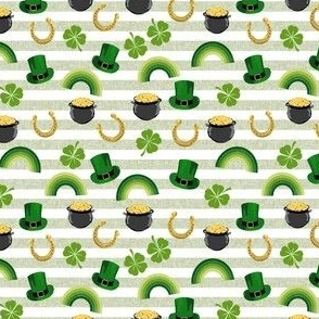 SMALL - st patricks day fabric - st pattys day, green rainbow, rainbow fabric, lucky fabric, irish fabric - green stripe