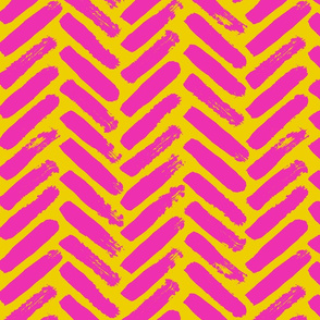 Painterly Herringbone // Neon