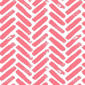 Painterly Herringbone // Coral