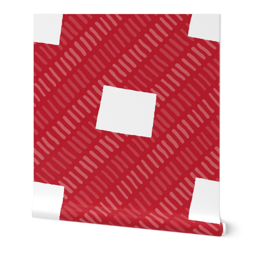 Wyoming State Shape Pattern Red and White Stripes