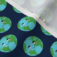 happy earth fabric - earth day fabric, earth fabric, science fabric, planet - navy
