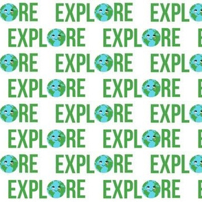 explore fabric - earth day fabric, explore fabric, adventurer outdoors fabric - white