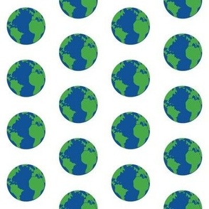earth fabric - planet fabric, earth day fabric, earth - white