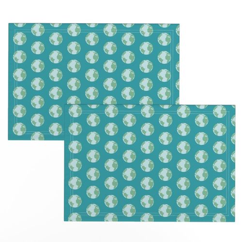 earth fabric - planet fabric, earth day fabric, earth - teal