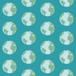 earth fabric - planet fabric, earth day fabric, earth - teal