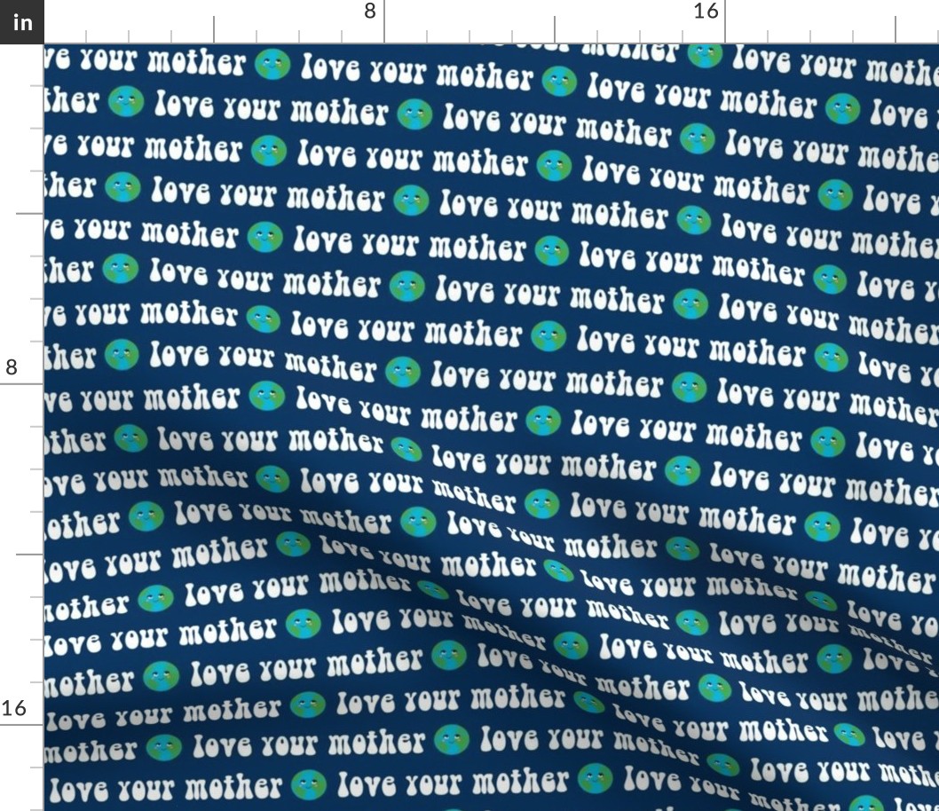 love your mother - earth day fabric, earth day, mother earth fabric - navy