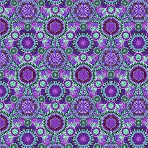 Kaleidoscopic Floral Purple and Mint Green small scale