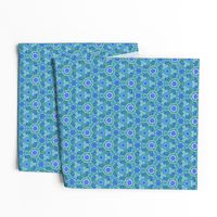 Kaleidoscopic Floral Light Blue and Green small scale