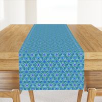 Kaleidoscopic Floral Light Blue and Green small scale