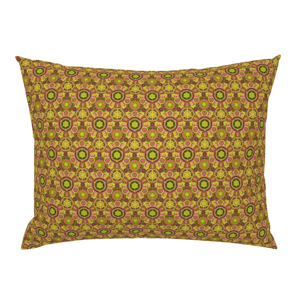 Kaleidoscopic Floral Chartreuse and Rose small scale