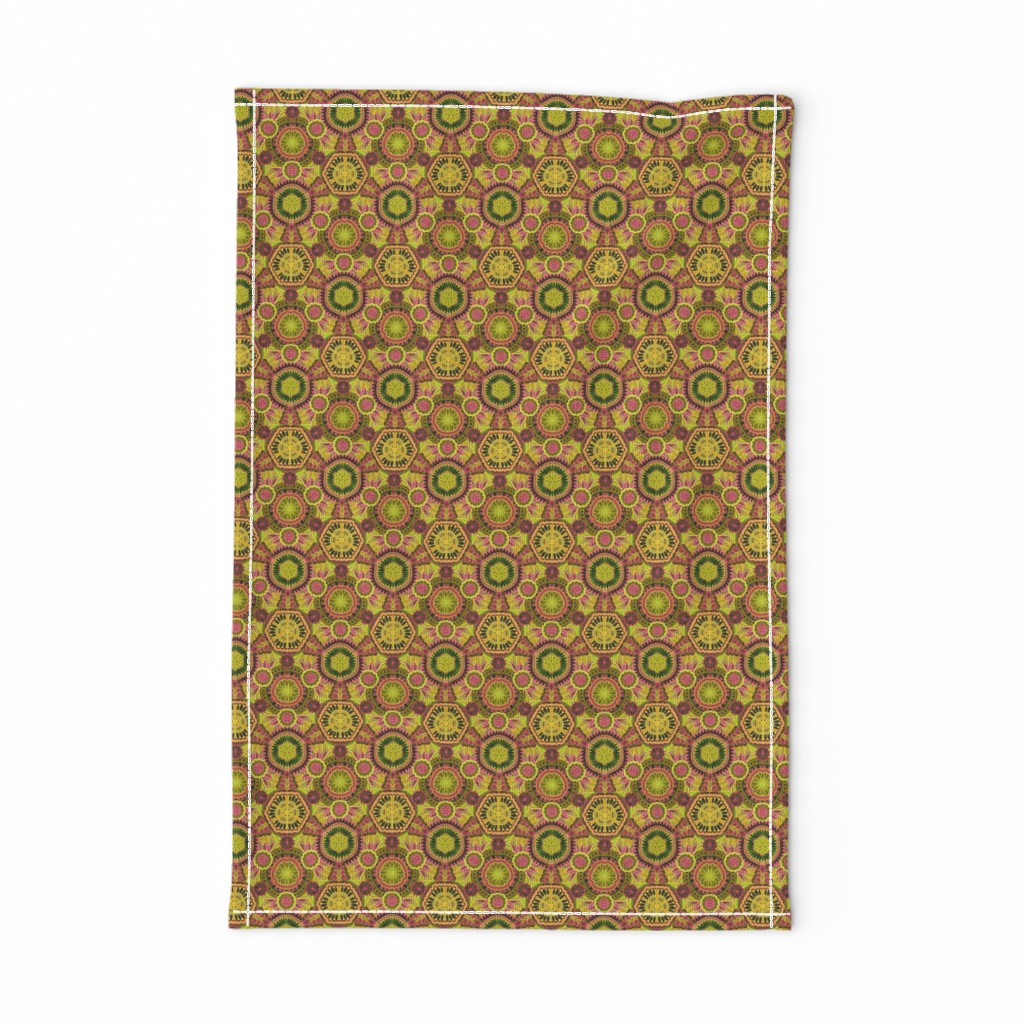 Kaleidoscopic Floral Chartreuse and Rose small scale