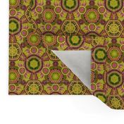 Kaleidoscopic Floral Chartreuse and Rose small scale