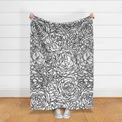 black and white painted florals | large scale