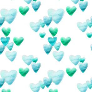 turquoise watercolor hearts