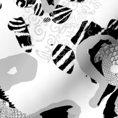 Black and White Bubbles & Squeak Koi Fish