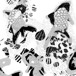 Black and White Bubbles & Squeak Koi Fish