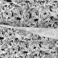 Large Scale Painterly floral in black and white