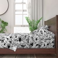 Large Scale Painterly floral in black and white