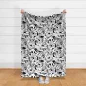 Large Scale Painterly floral in black and white